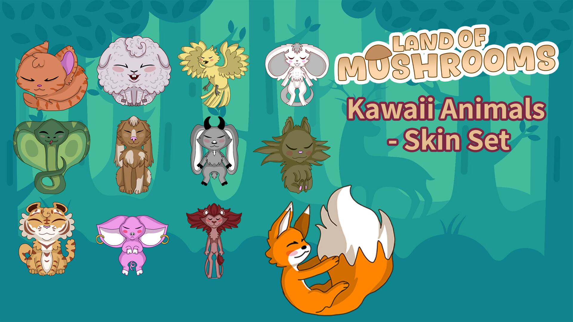 Kawaii Animals - Skin Set - Land of Mushrooms