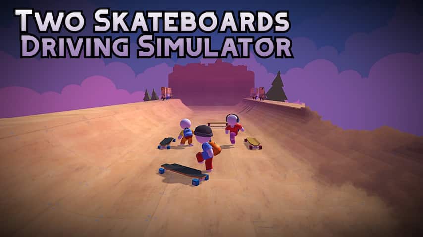 two skateboards driving simulator vertical card thumbnail