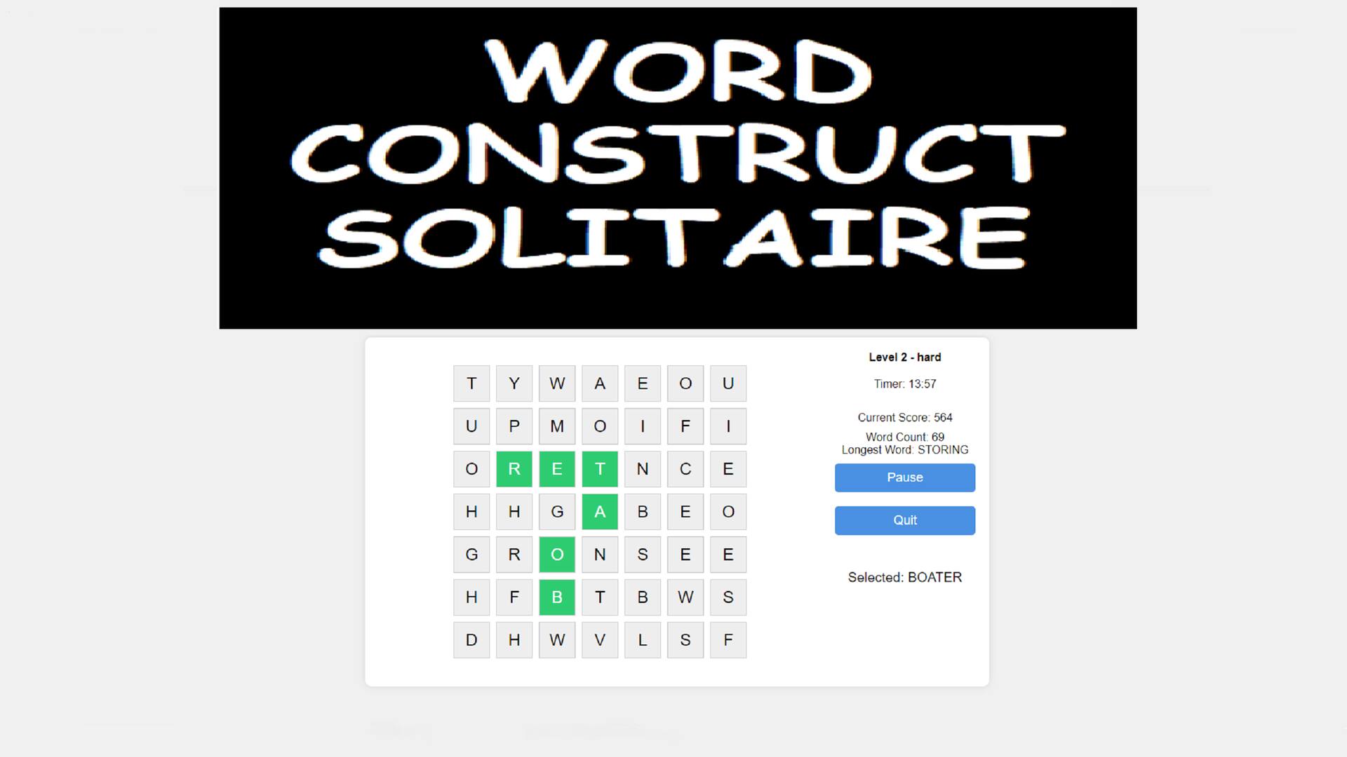 Word Construct Solitaire