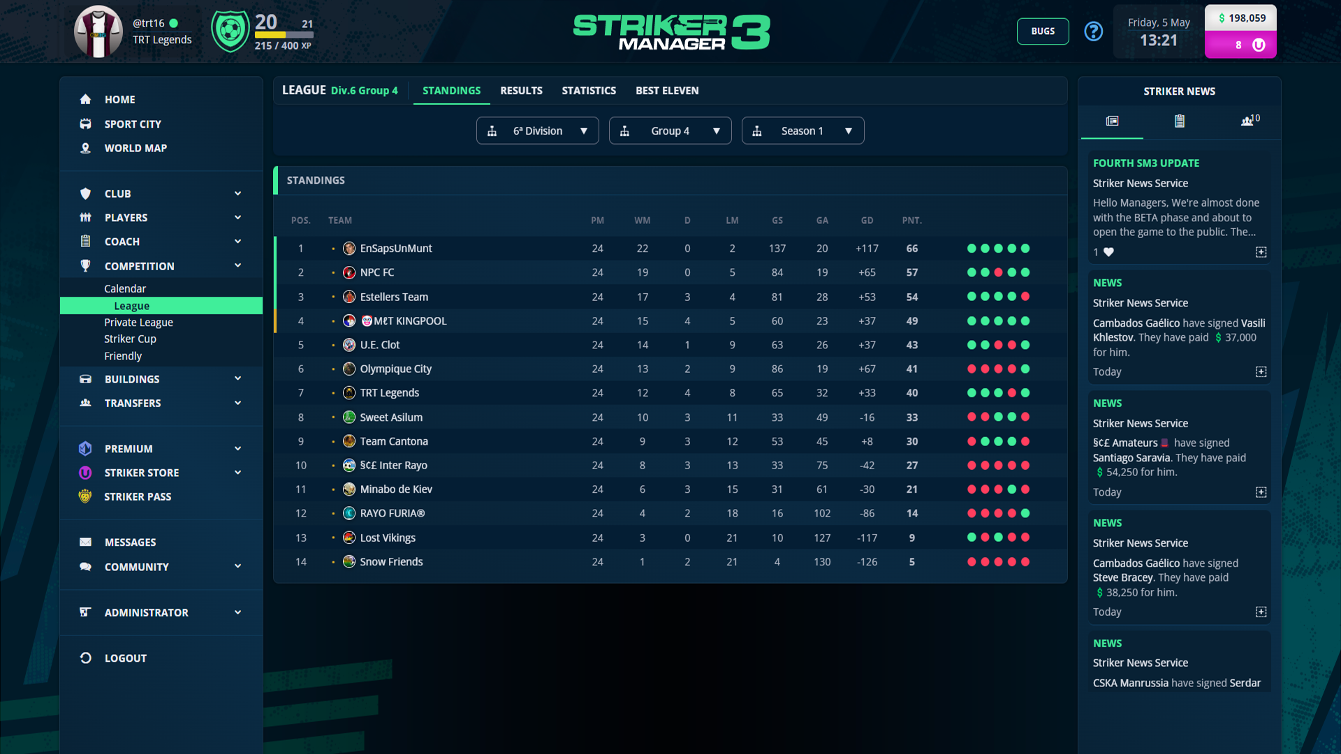 Striker Manager 3-15rbh