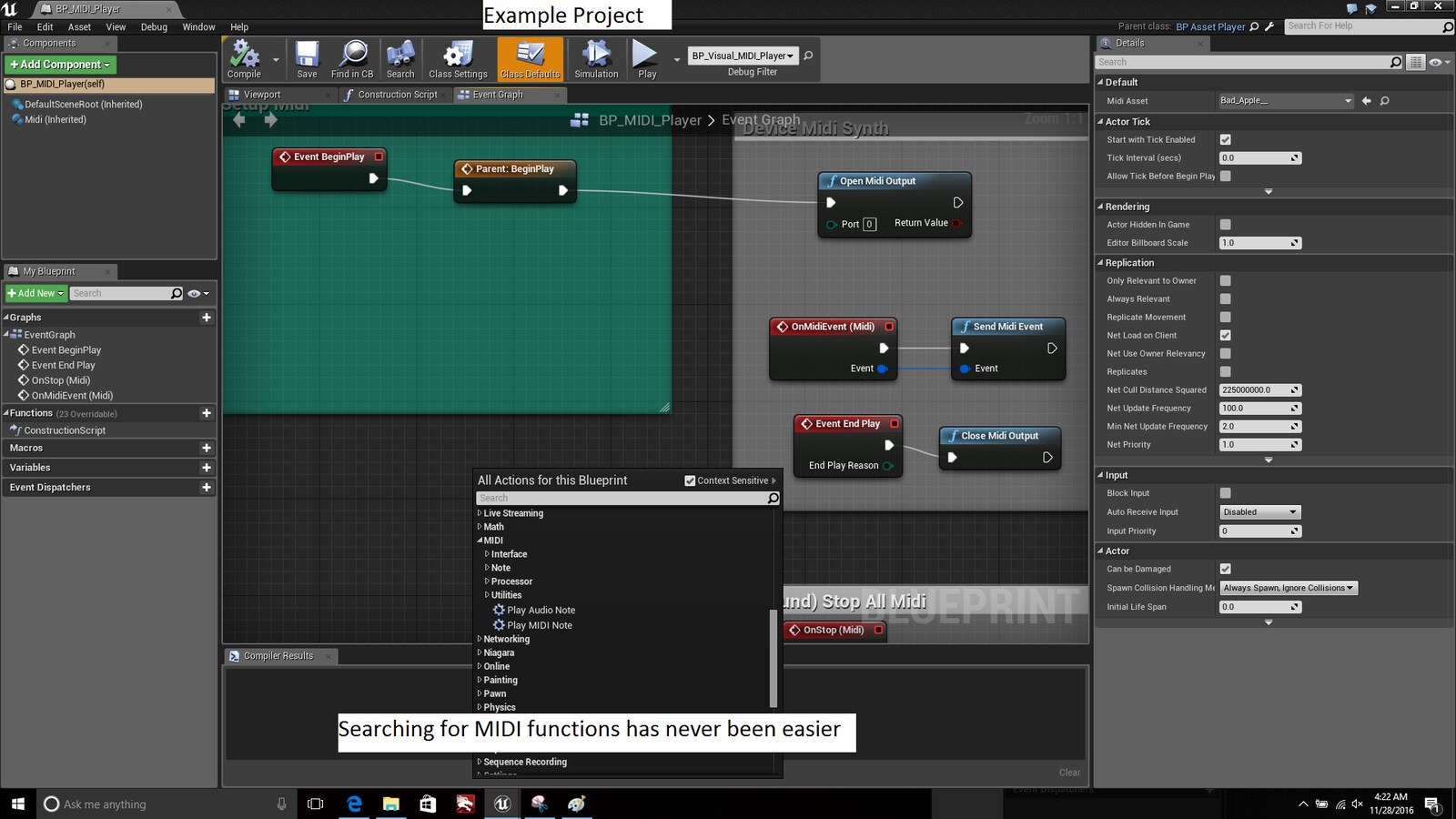 在插件创建的procedural Midi 虚幻引擎商城