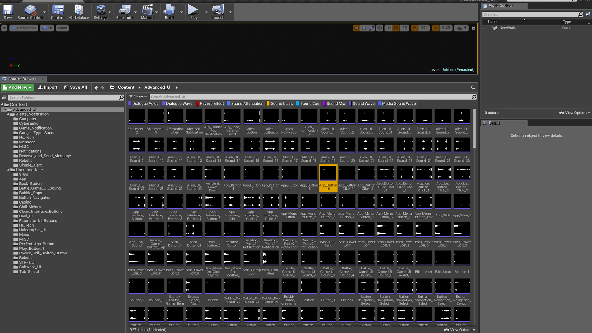 Advanced UI Sound Effects in Sound Effects UE Marketplace