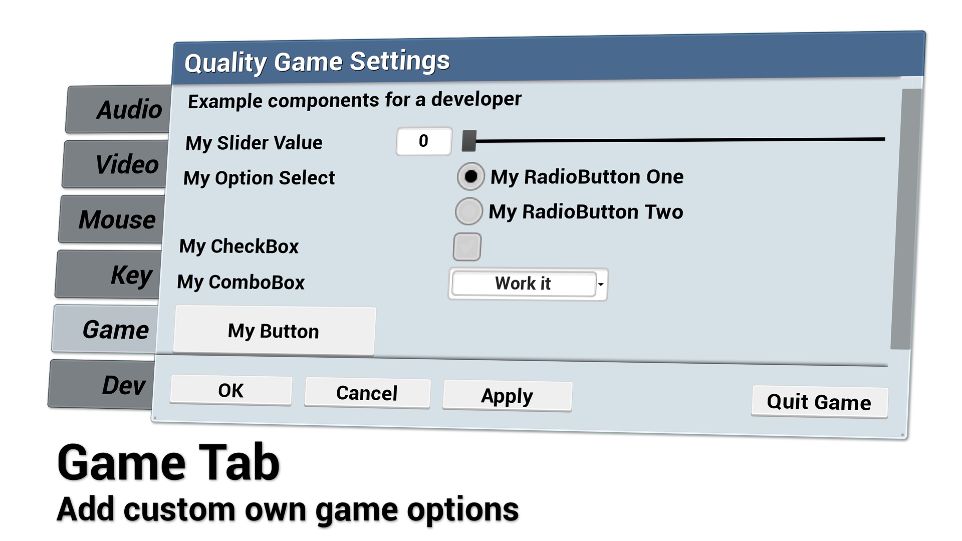 Quality Game Settings in Blueprints UE Marketplace
