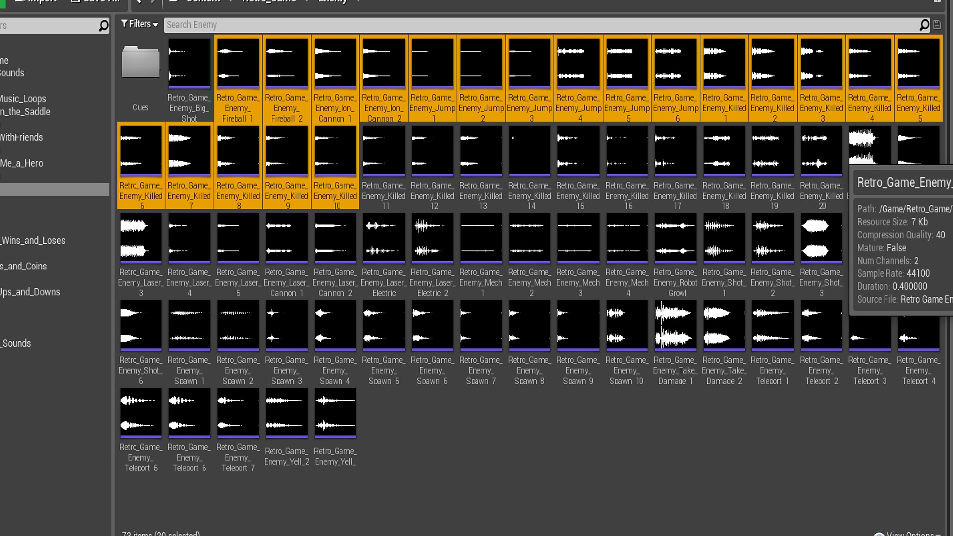 Retro Game Sound Effects in Sound Effects UE Marketplace