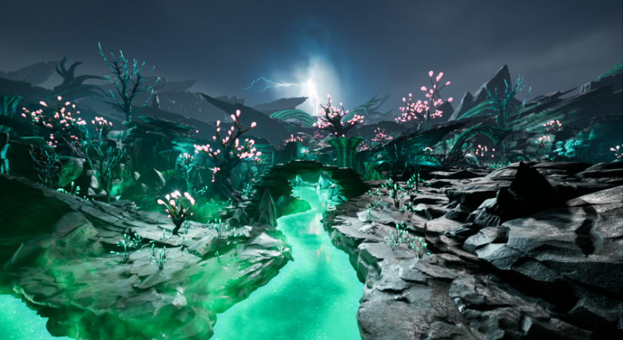 Alien Planet Fantasy Environment - Scifi Rocky Acid Swamp：環境 - UE マーケットプレイス