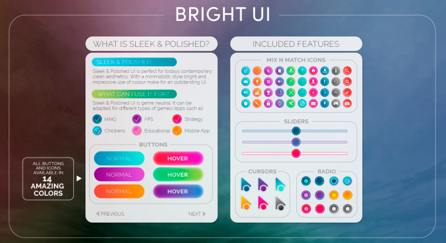 Bright & Colorful UI Theme in 2D Assets - UE Marketplace