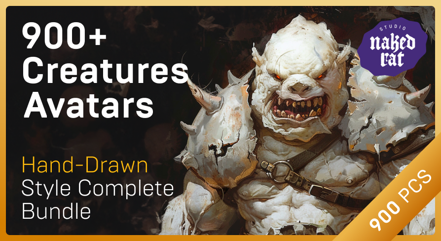 Fantasy Characters Avatar Portraits, Creatures Avatars Icons SET in 2D ...