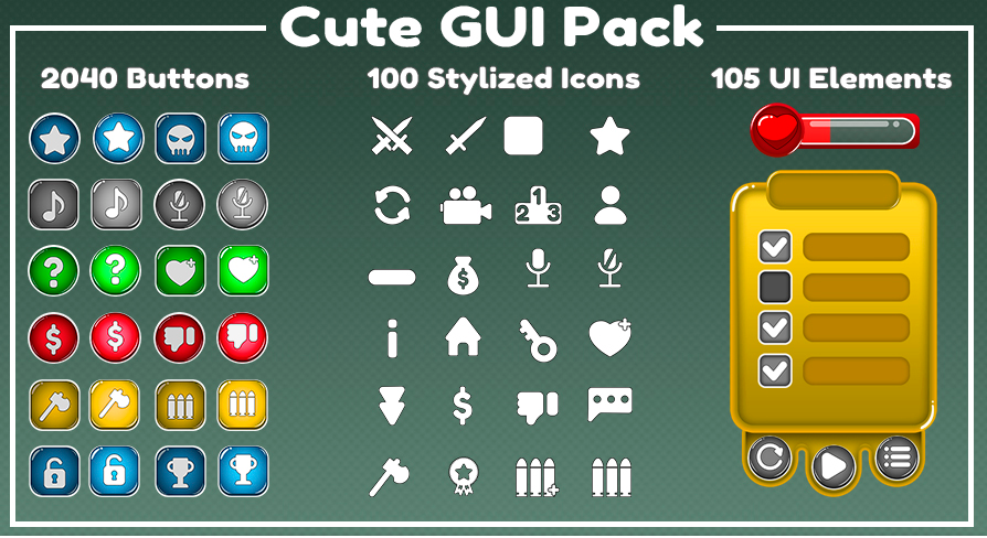 Cute GUI Pack in 2D Assets - UE Marketplace