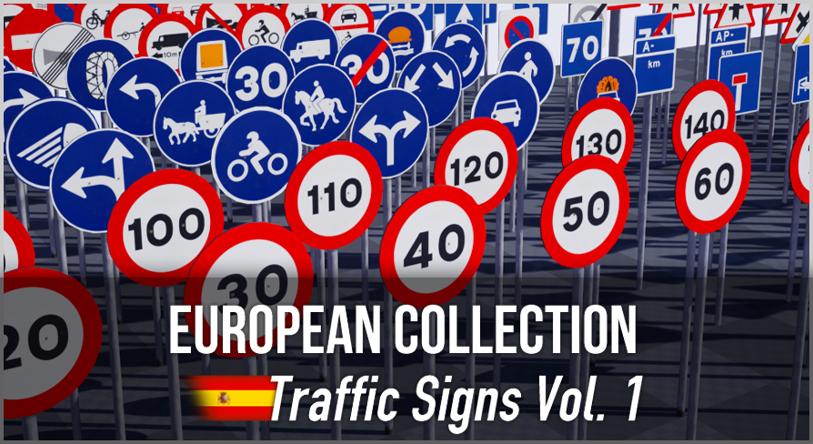 European Collection: Spanish Traffic Signs Vol. 1 in Props - UE Marketplace