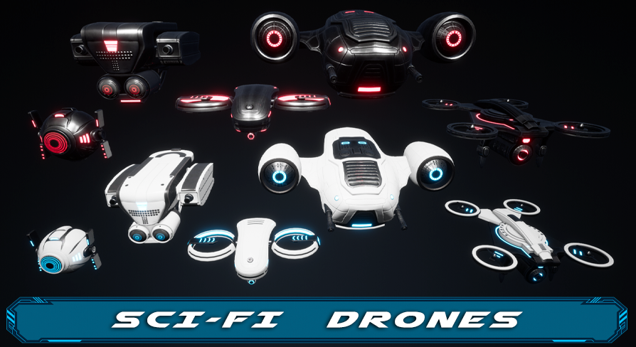 SciFi Drones in Props - UE Marketplace