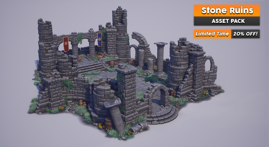 Ruin pack. Stylized stone. stylized stone fantasy environment. ruins environment. modern ruins pack.