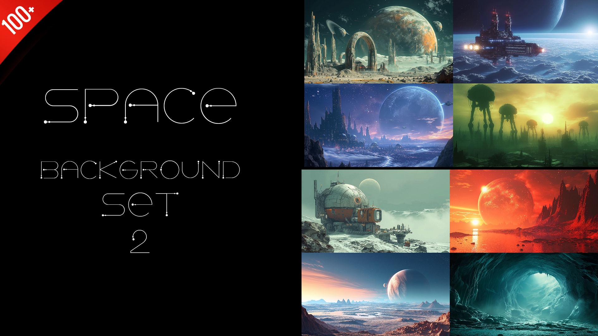 Space and Planet Alien Background Set 2, 카테고리 2D 애셋 - UE 마켓플레이스