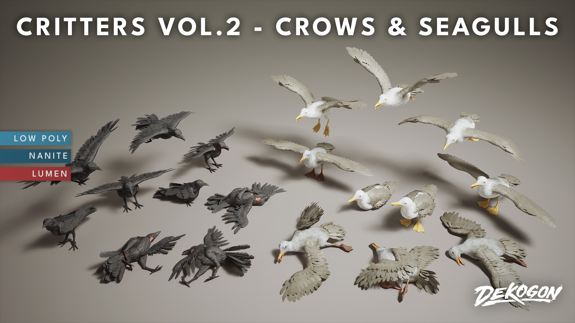 Critters VOL.2 - Crows & Seagulls (Nanite and Low Poly w/Particle)