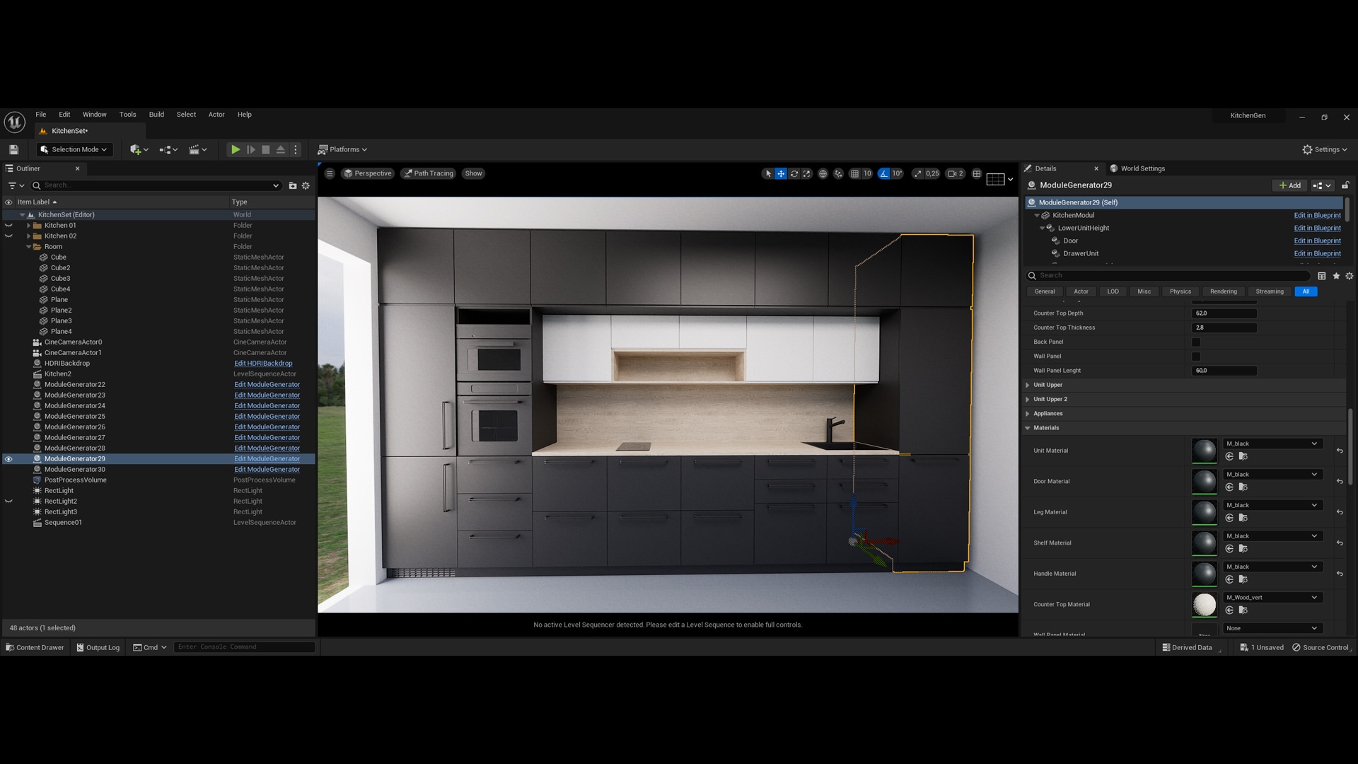 Kitchen Generator in Architectural Visualization UE Marketplace