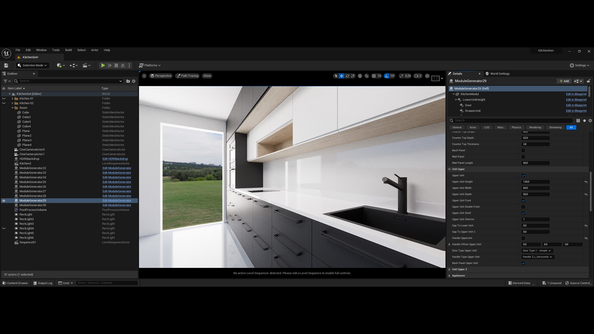 Kitchen Generator in Architectural Visualization UE Marketplace