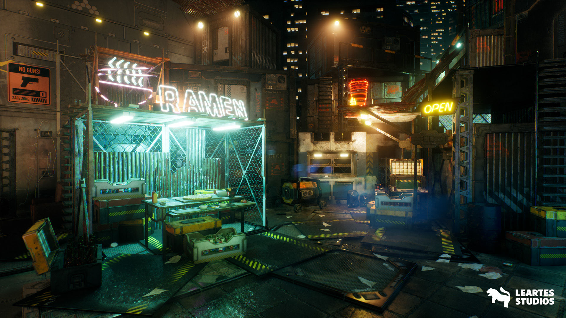 Cyberpunk Rooftop Market Environment + ULAT