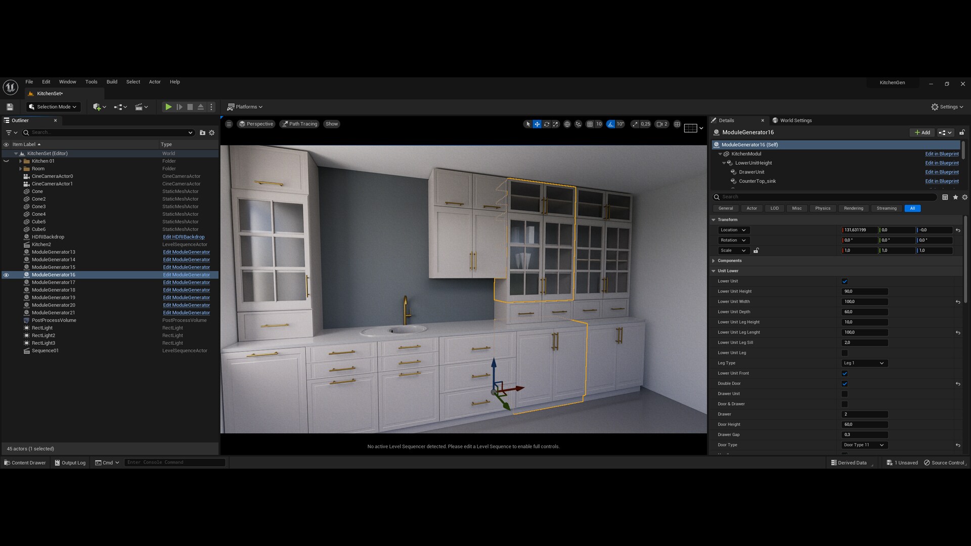Kitchen Generator in Architectural Visualization UE Marketplace