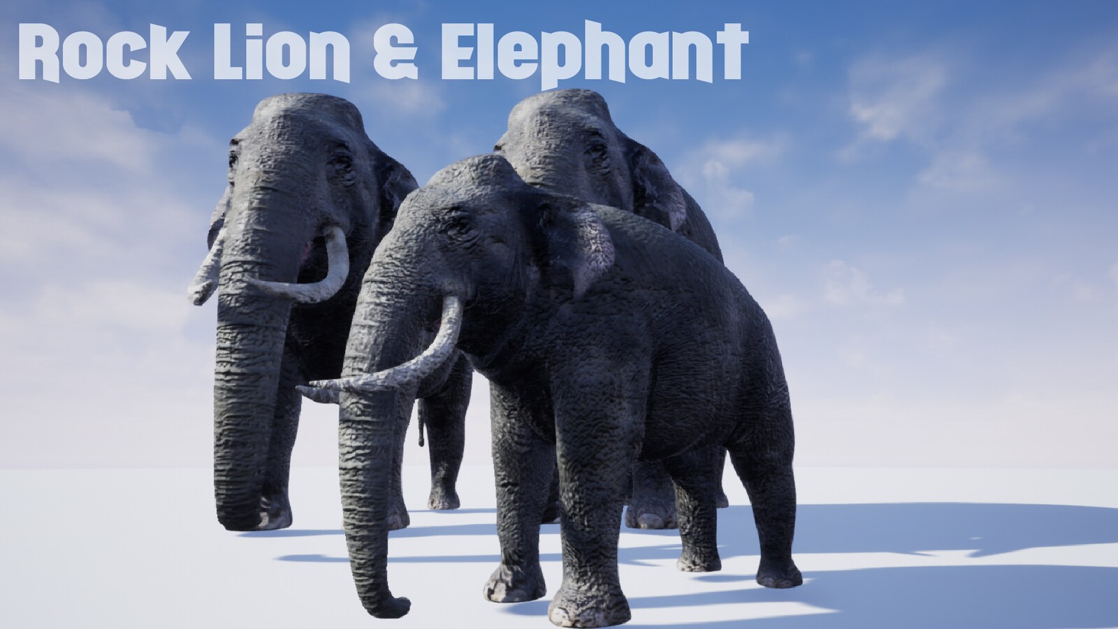 animated elephant and rock lion