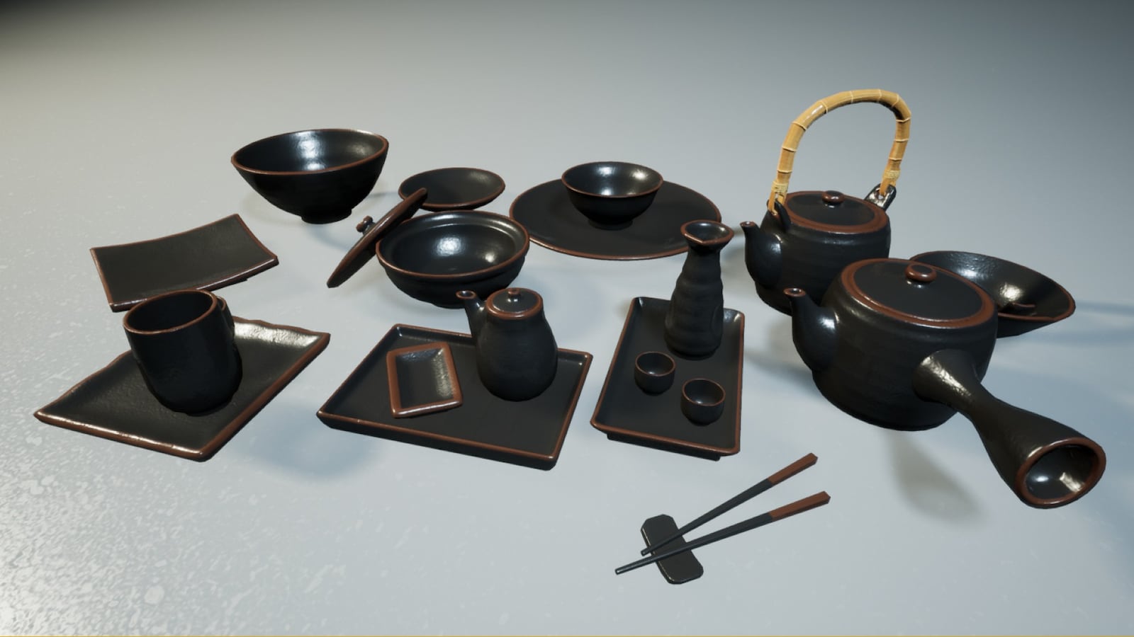 Japanese Tableware Set in Props UE Marketplace