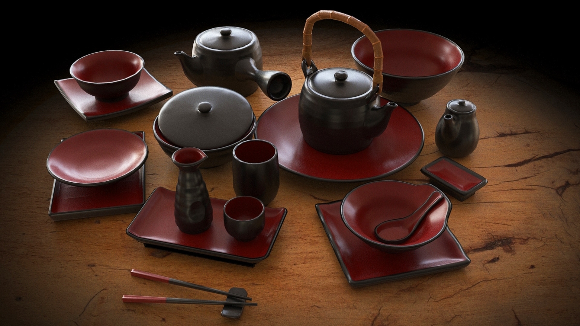 Japanese Tableware Set in Props UE Marketplace