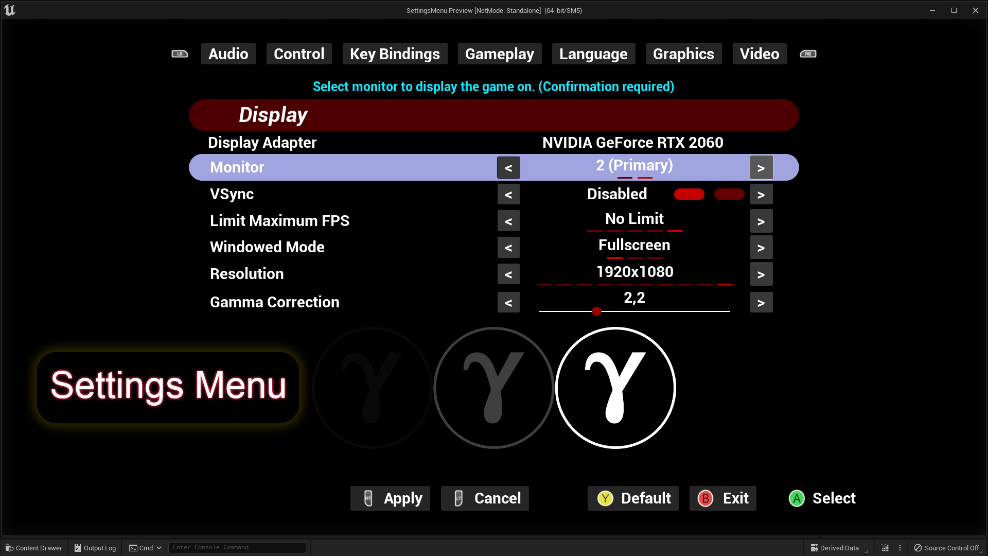 Settings Menu in Blueprints - UE Marketplace