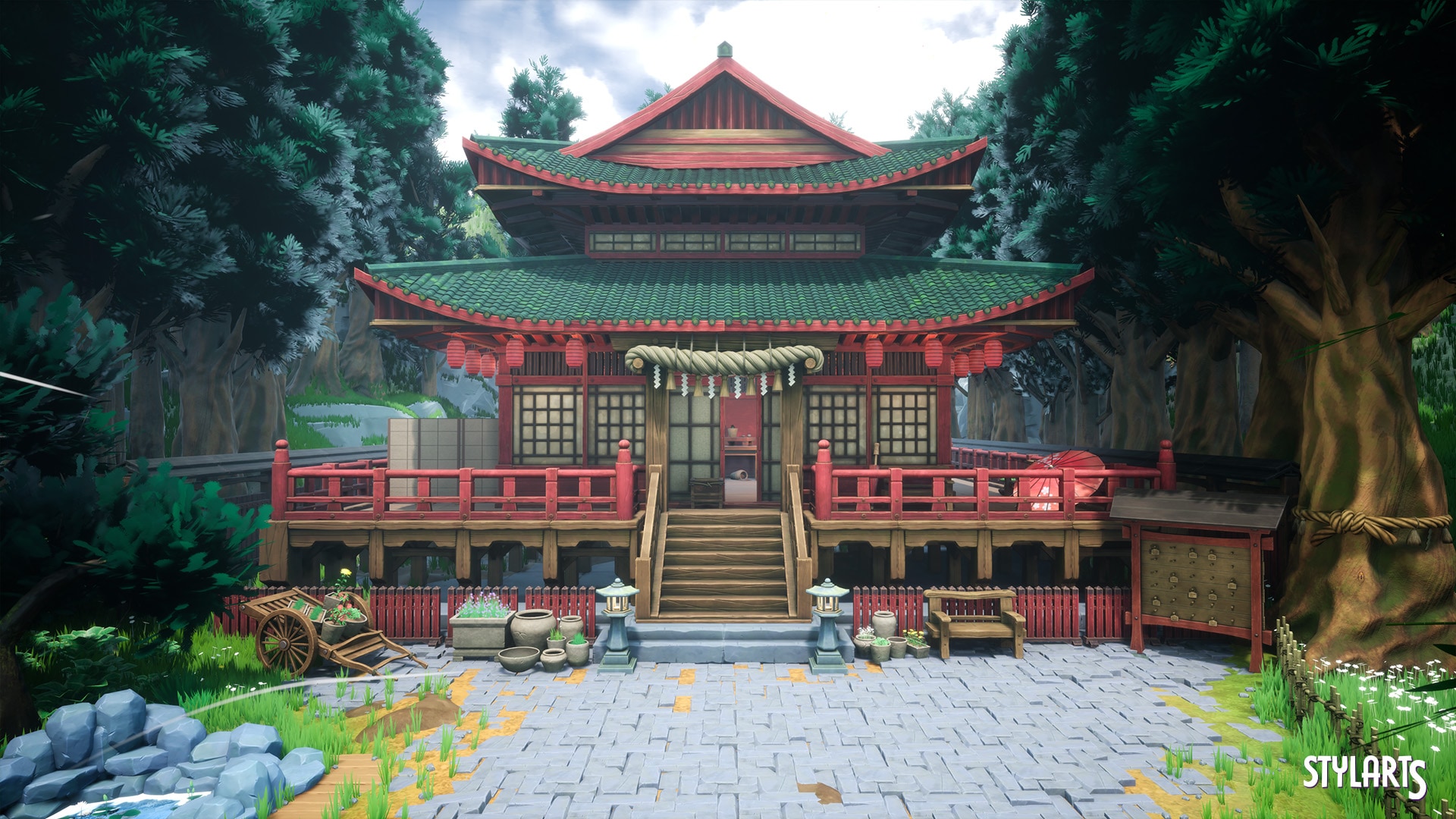 Stylized Japanese Shrine in Environments - UE Marketplace