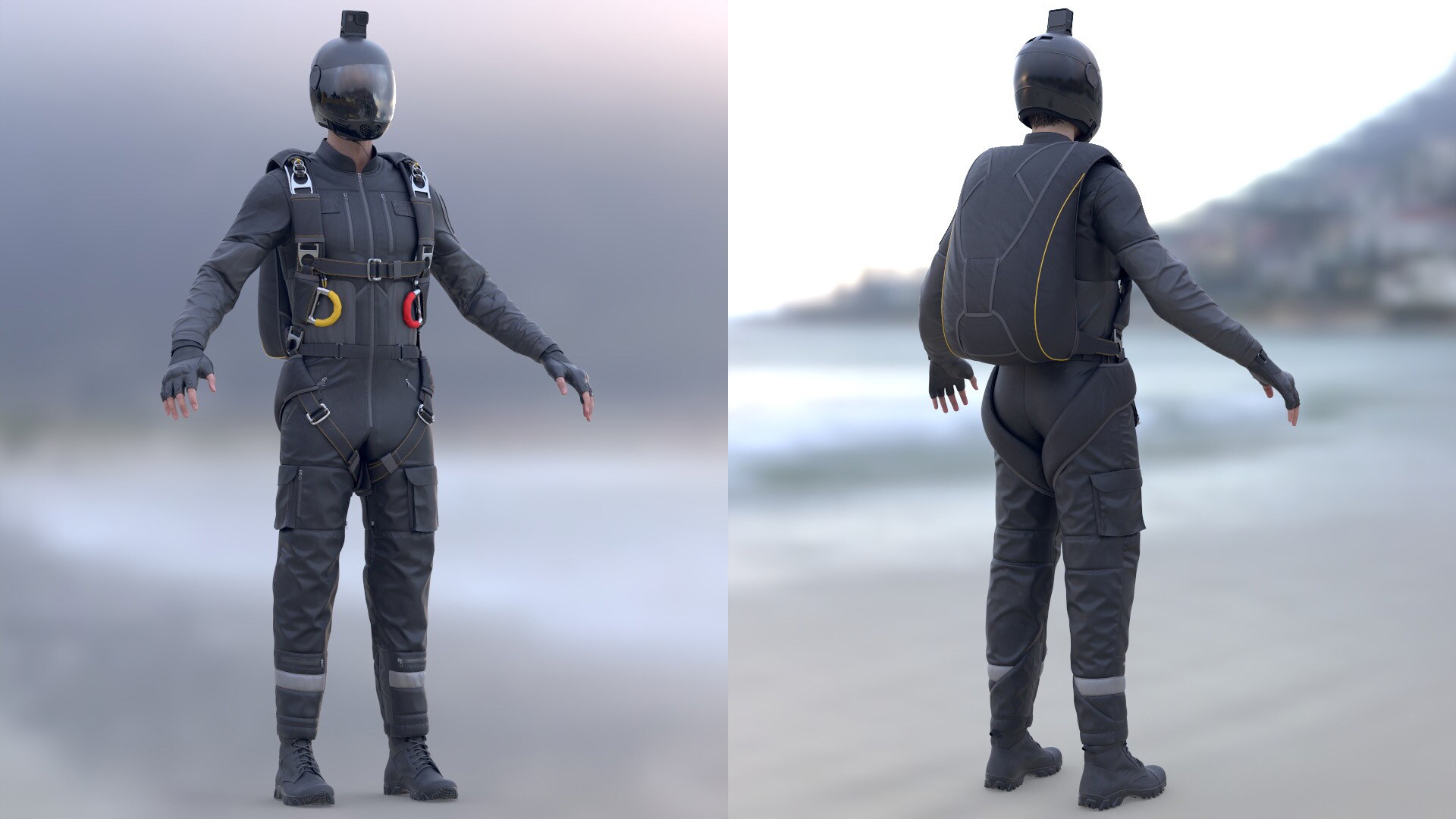 Man in Skydiving Suit Modular Rigged in Characters UE Marketplace