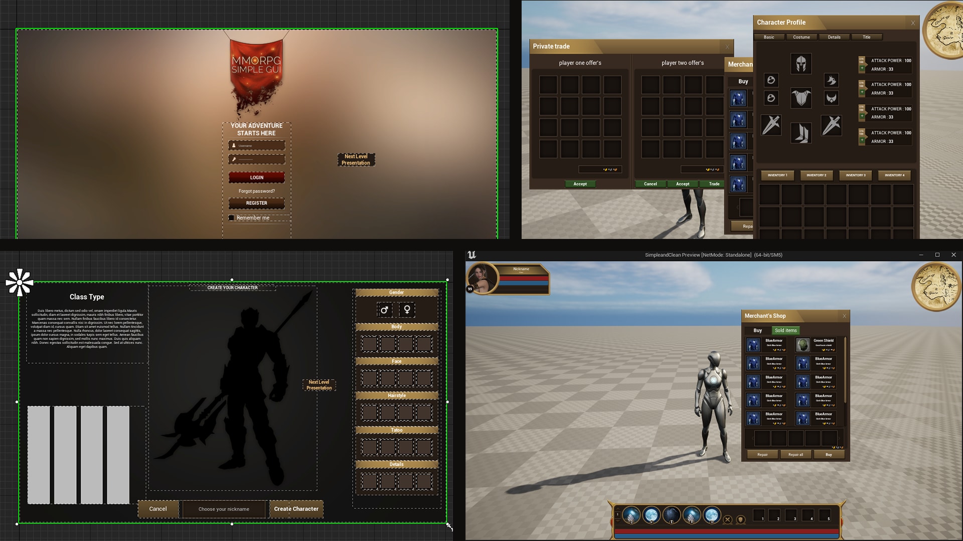 SIMPLE&CLEAN MMORPG FULL UI – ASSET CLOUD