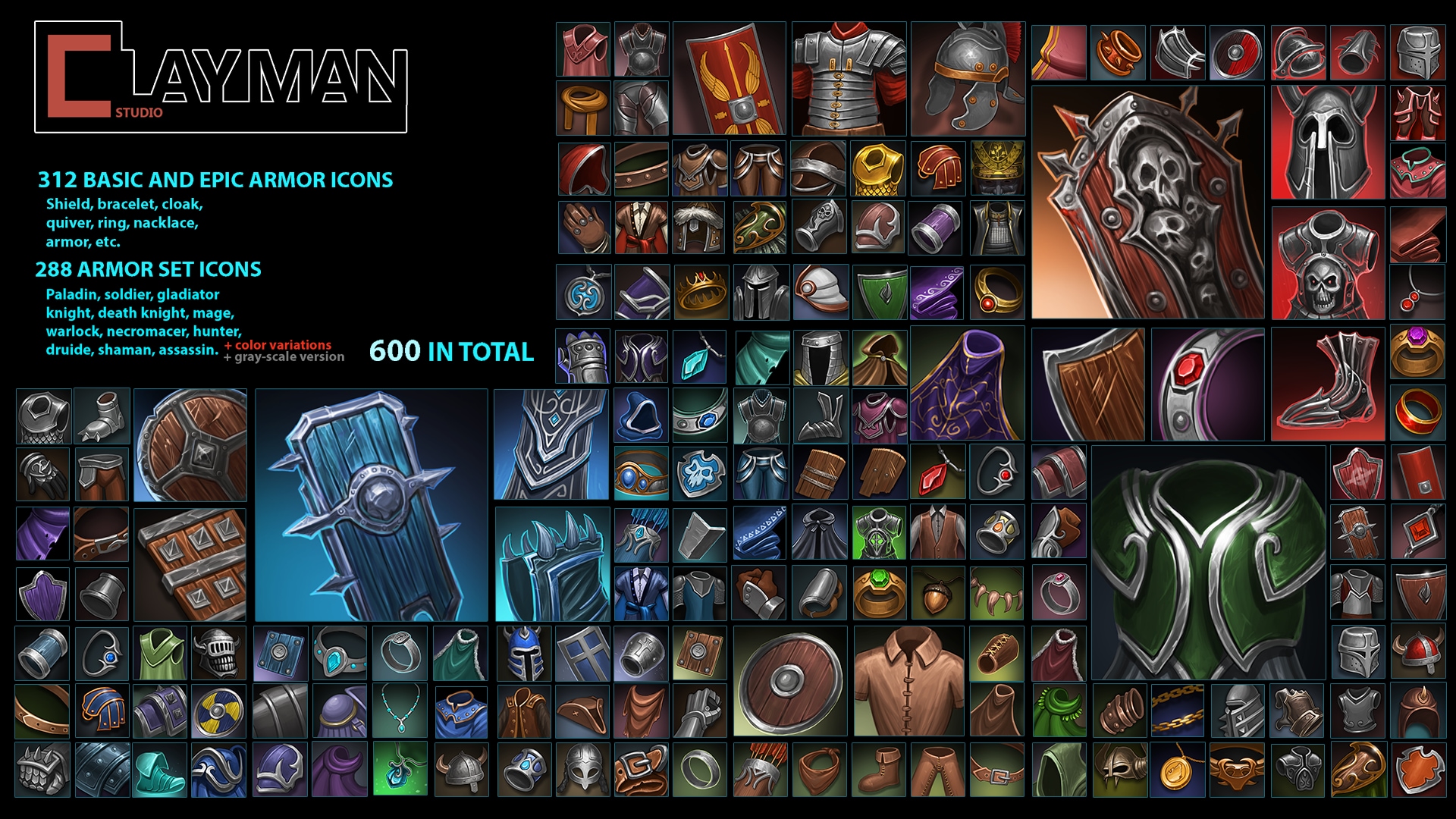 Stylized Armor and weapon Icons in 2D Assets UE Marketplace