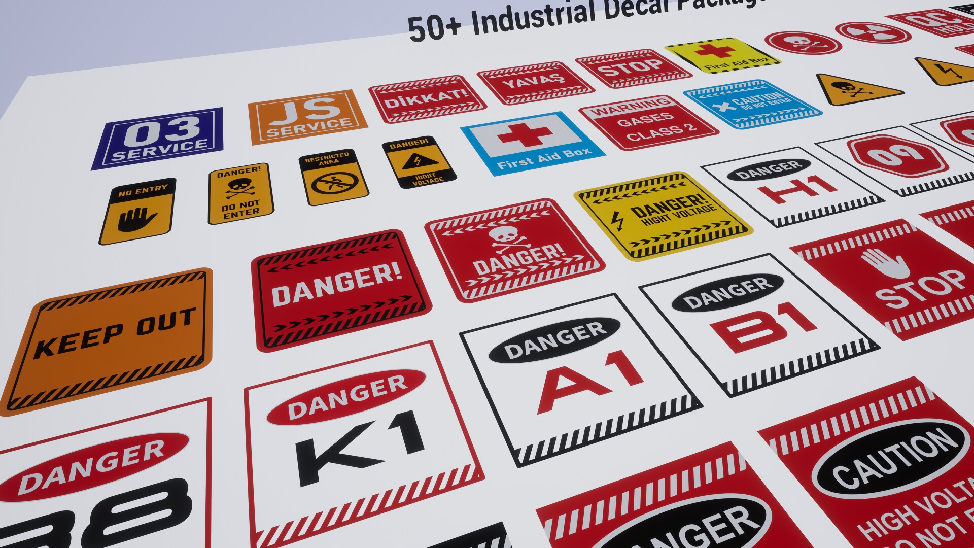 50 Industrial Decal Pack V2 / AI SORCES in Materials UE Marketplace