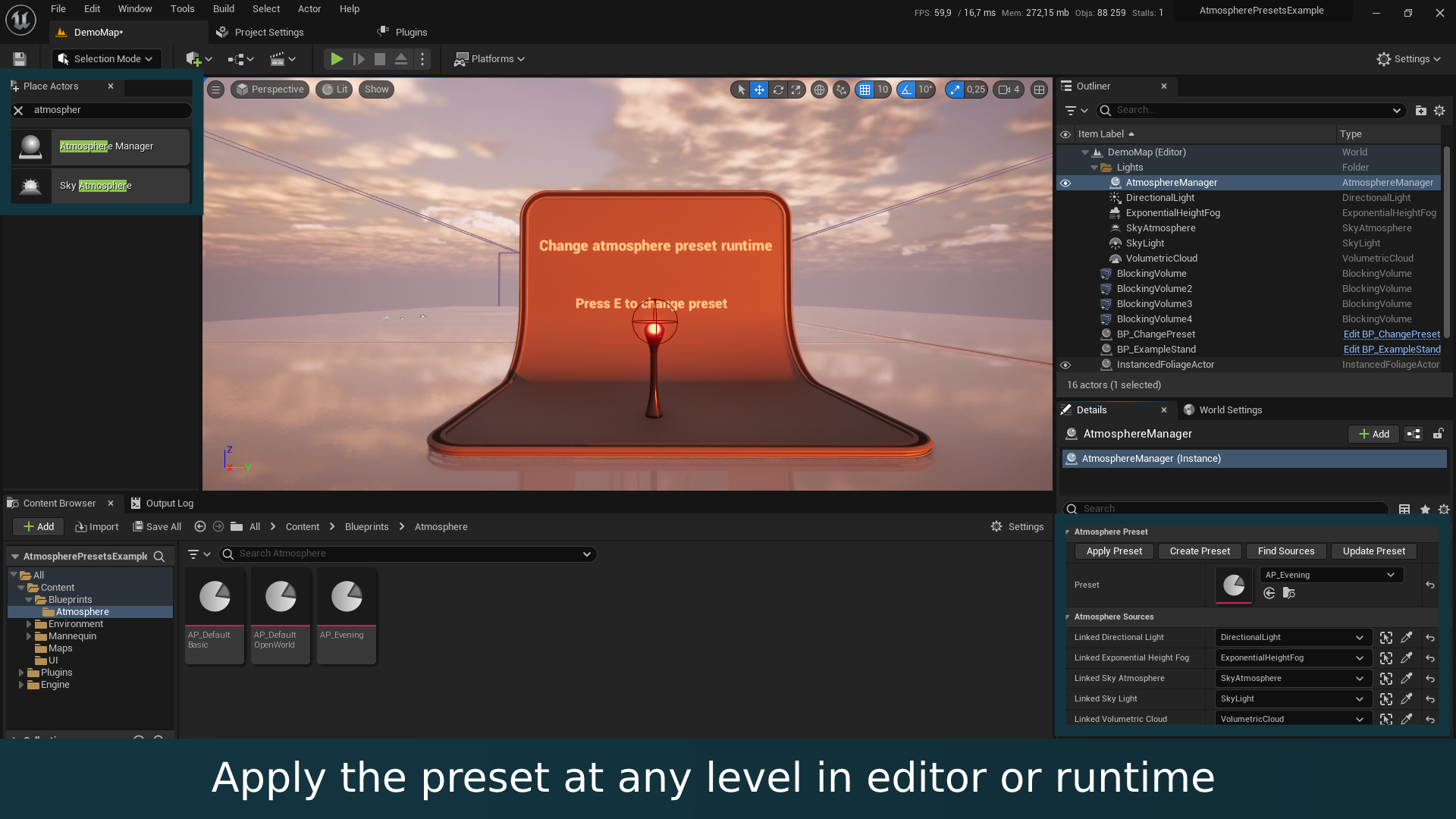 Atmosphere presets