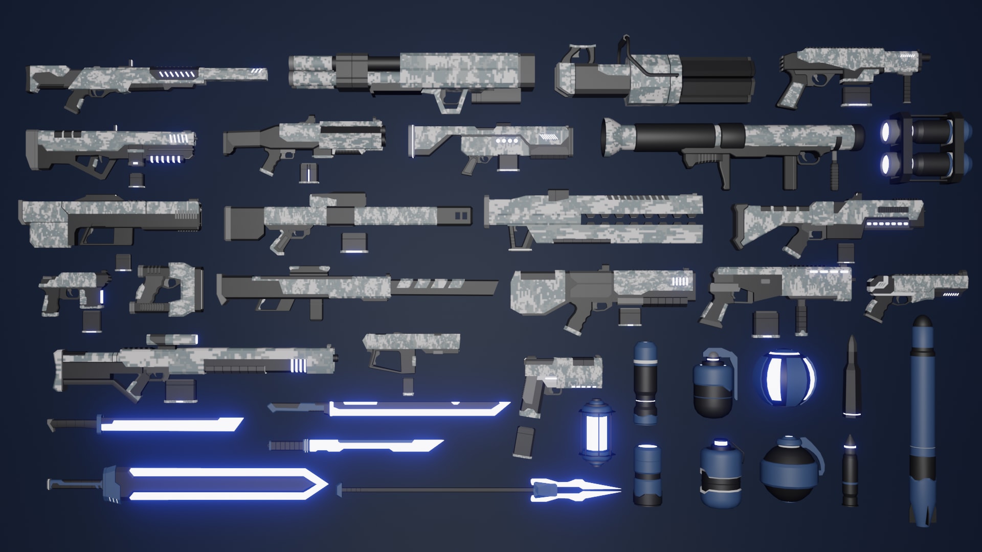 LowPoly Sci-fi Guns in Props - UE Marketplace