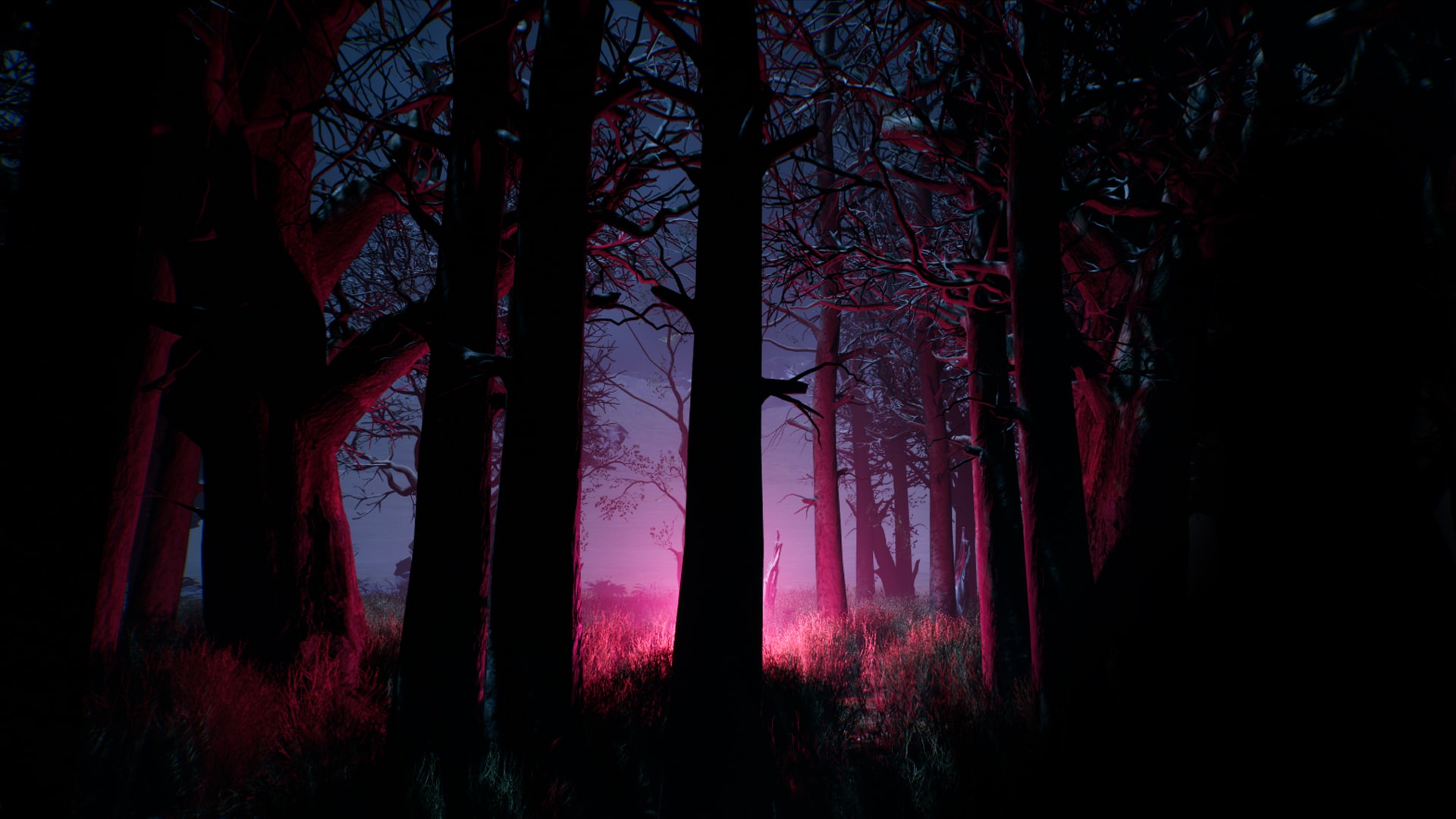Creepy Red Forest Wallpaper