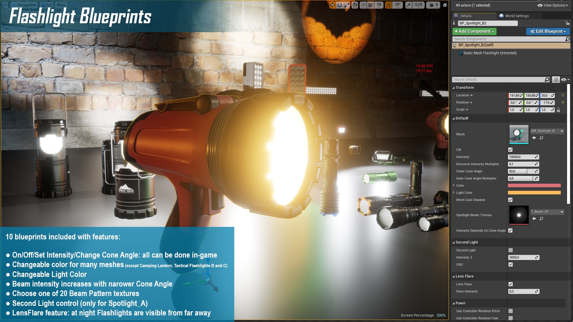 Flashlights Pack in Props UE Marketplace