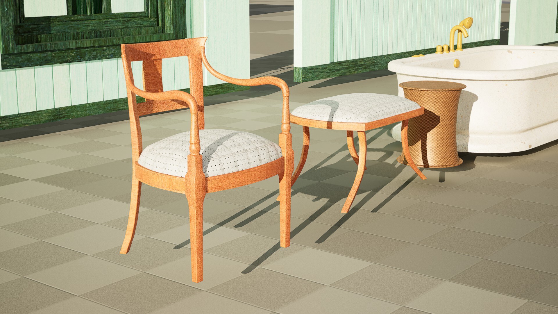 Green Wood Bathroom in Props UE Marketplace