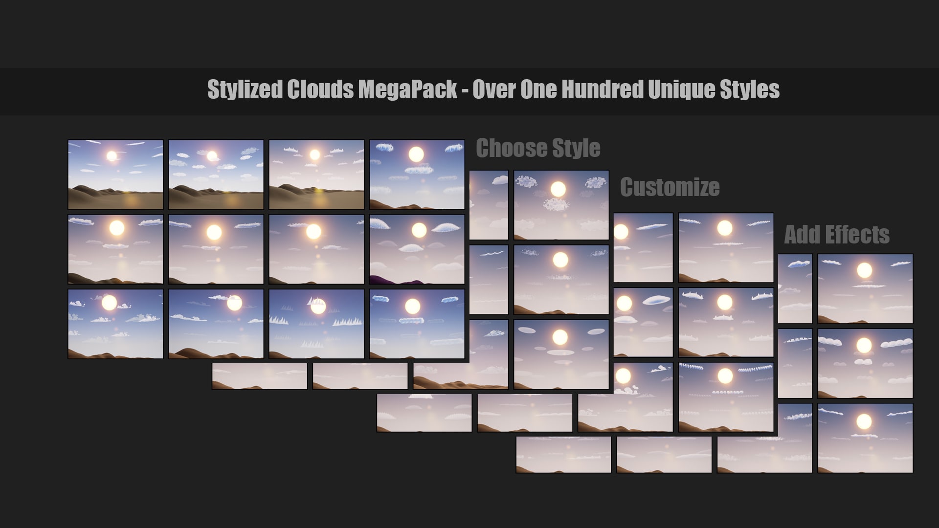 Stylized Clouds Megapack  (100+ Clouds Styles)
