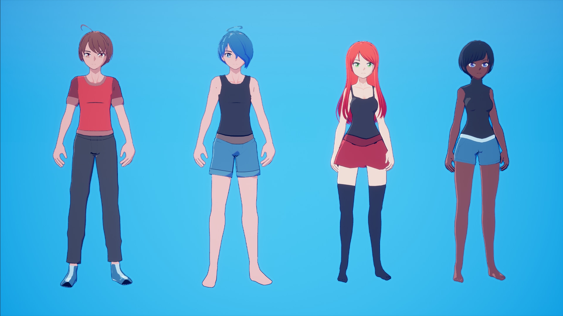 Anime-style male base sprite -- Heads & Hair