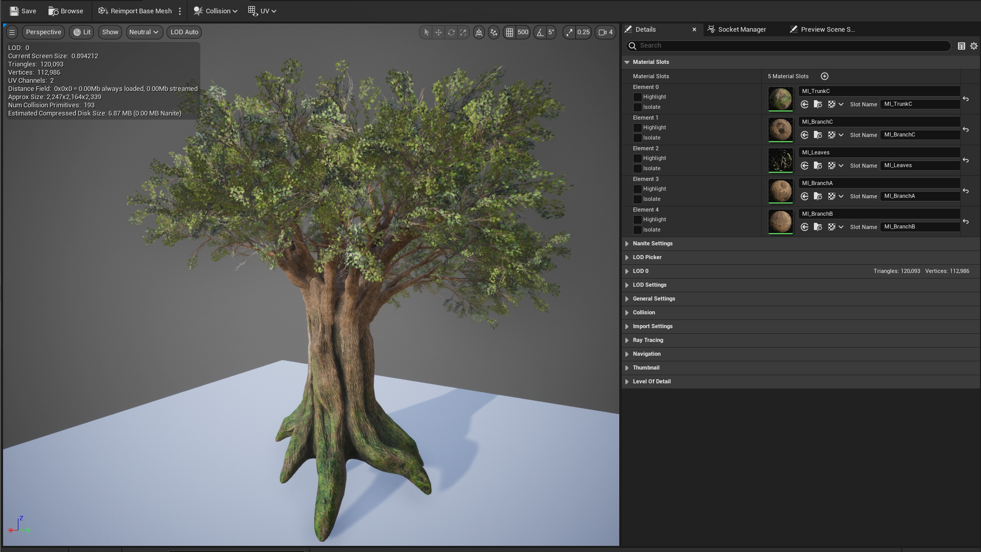 Giant Trees (trunks and branches) in Props UE Marketplace