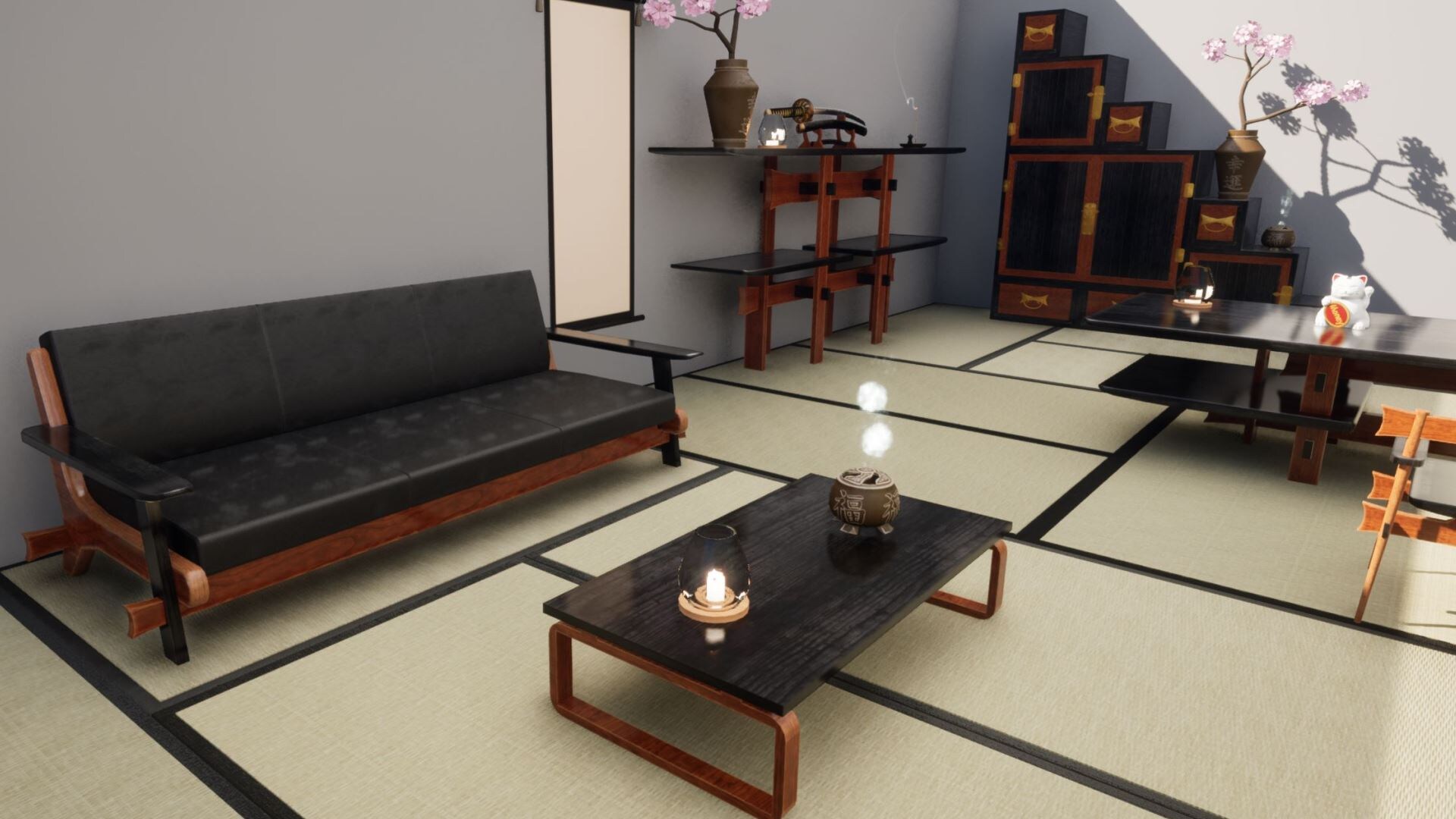 Japanese Style Furniture Set in Props UE Marketplace