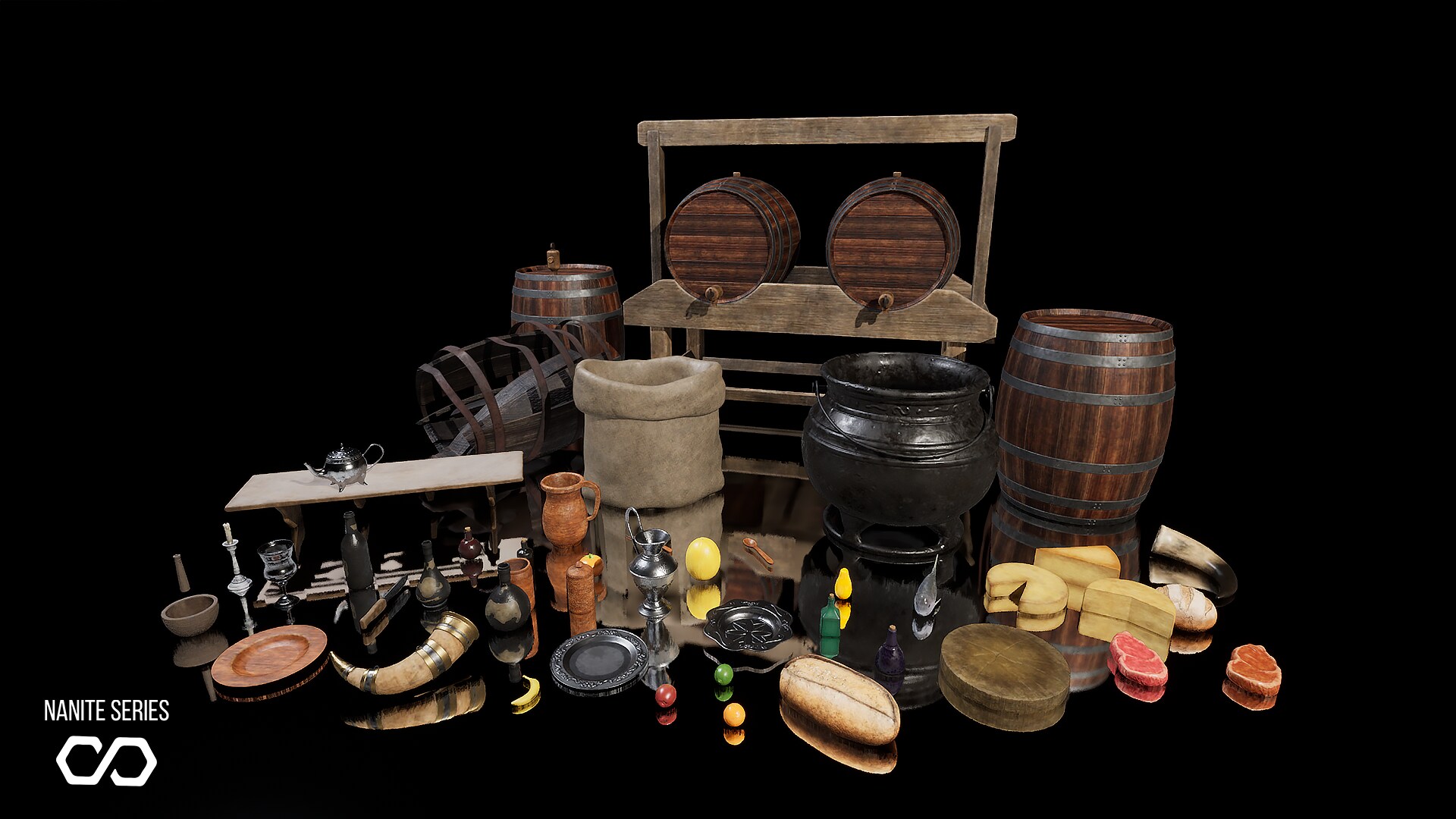 (Nanite) Medieval Food & Dining Kit Food Props (Food, Medieval Props
