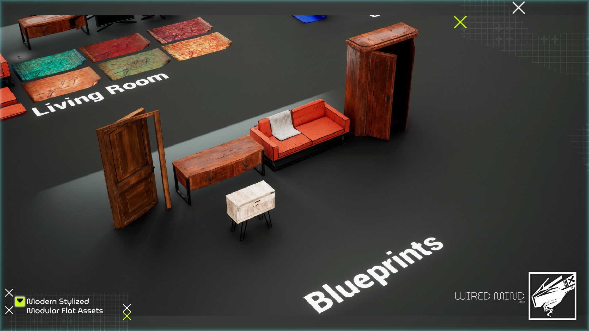 Modern Stylized Living Essentials Furniture Pack in Props UE Marketplace