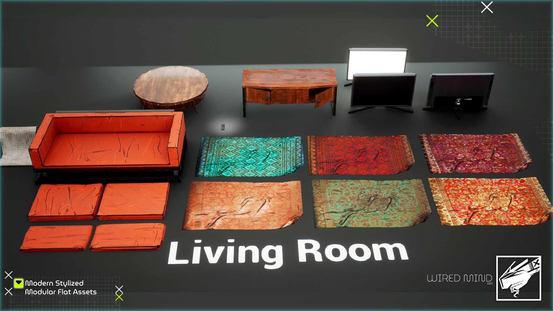 Modern Stylized Living Essentials Furniture Pack in Props UE Marketplace
