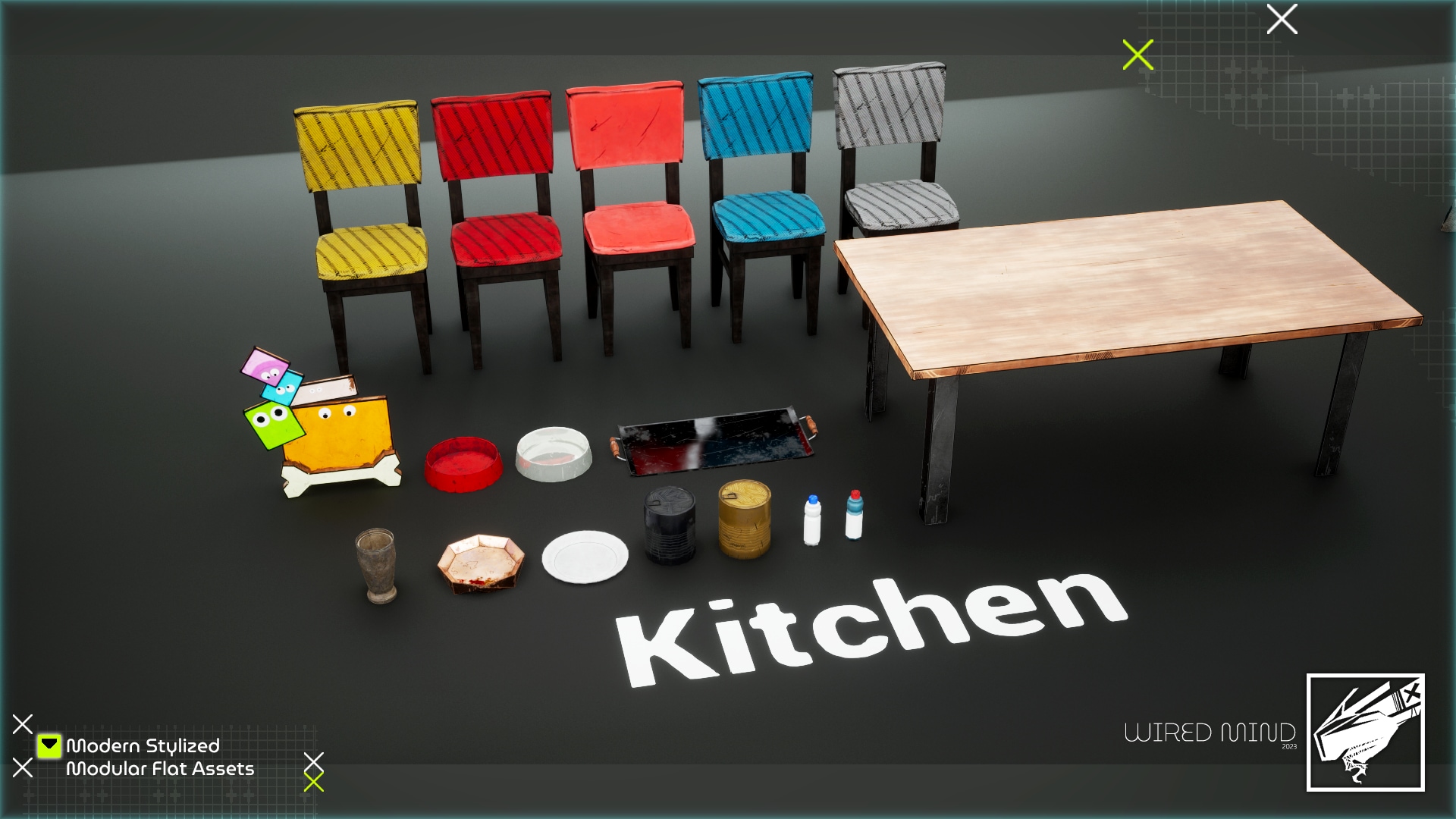 Modern Stylized Living Essentials Furniture Pack in Props UE Marketplace
