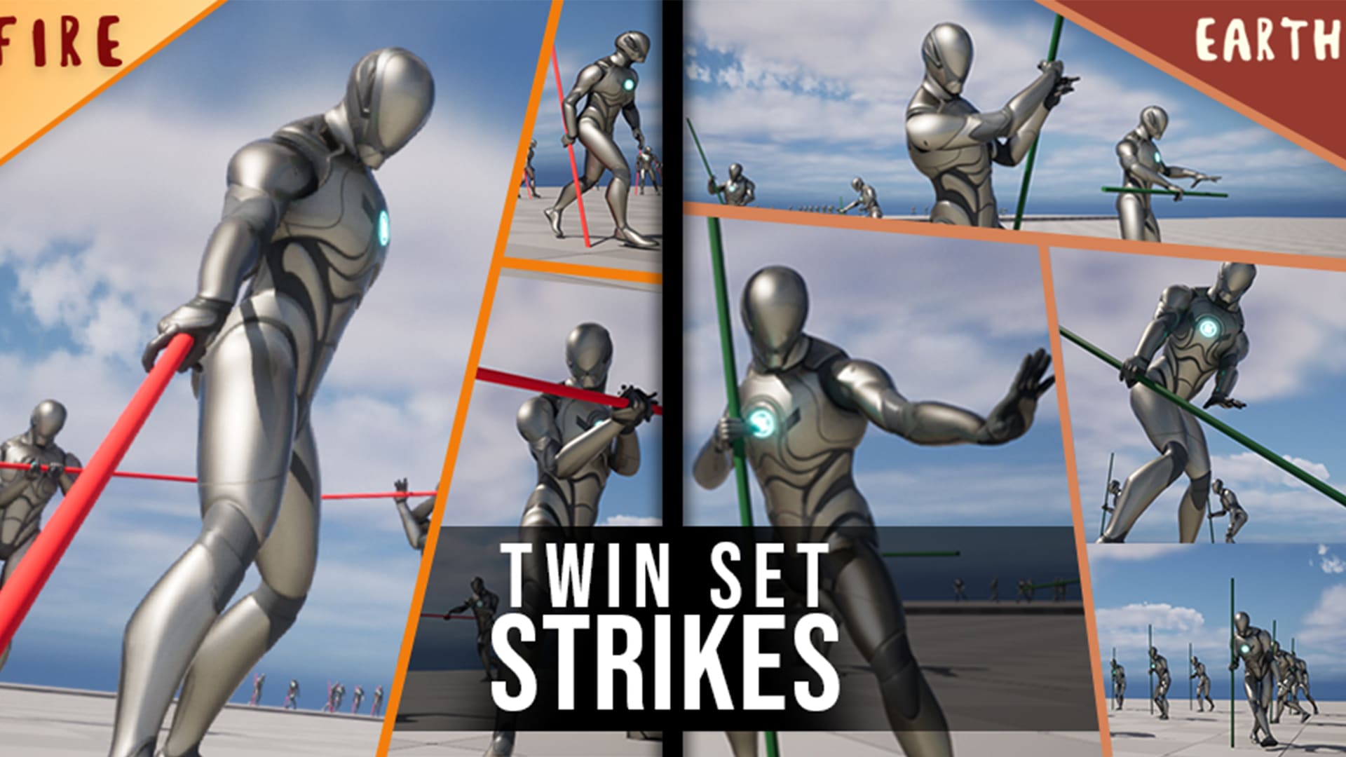 Set Strike TWIN SET STRIKES: Mage Staff - Earth & Fire, 카테고리 애니메이션 - UE 마켓플레이스