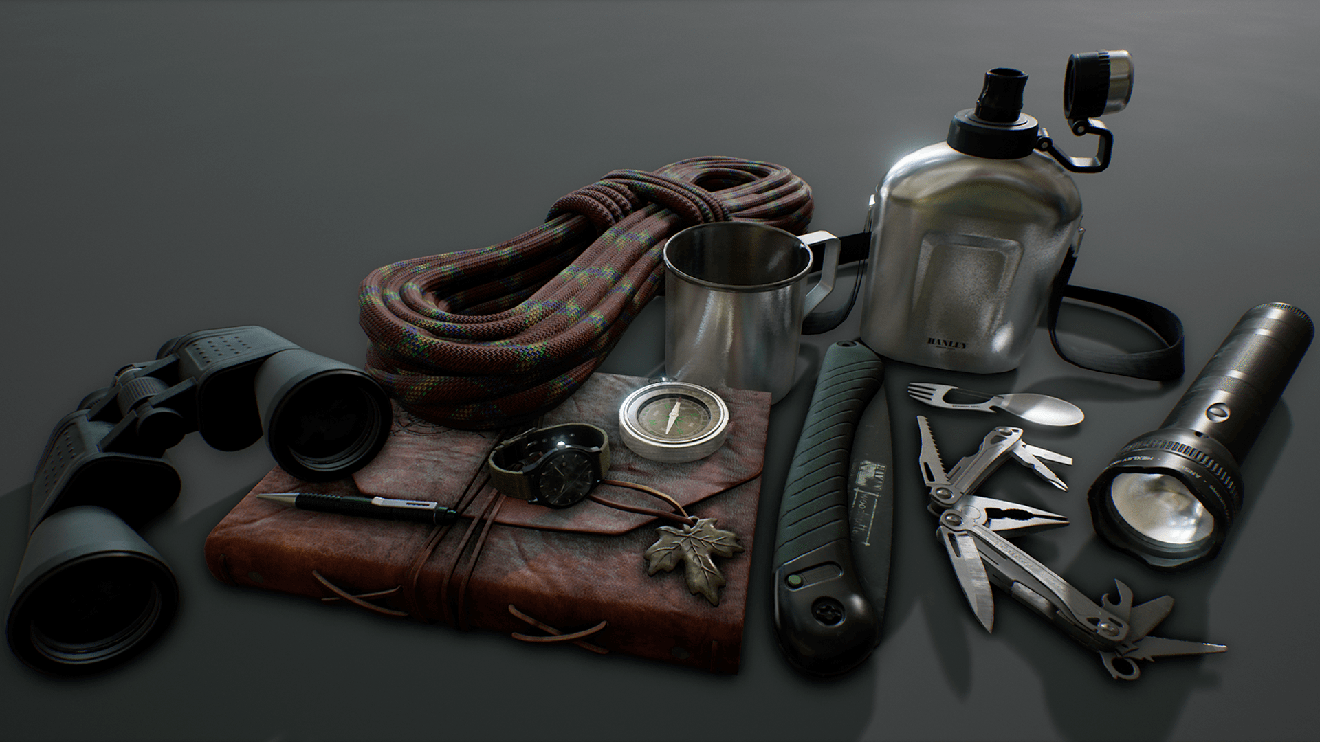 Explorers Survival Kit and Tools with Working Compass and Watch by