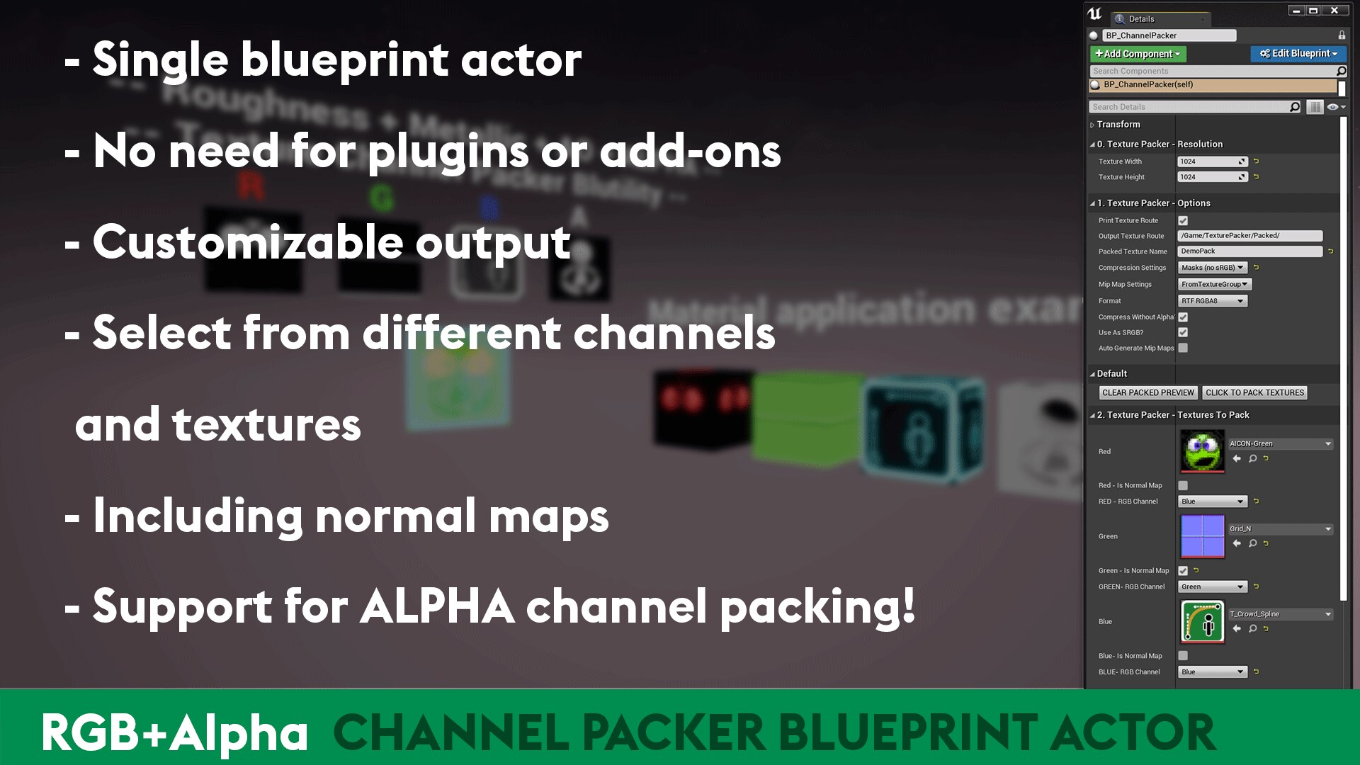 RGBA Texture Channel Packer in Blueprints UE Marketplace