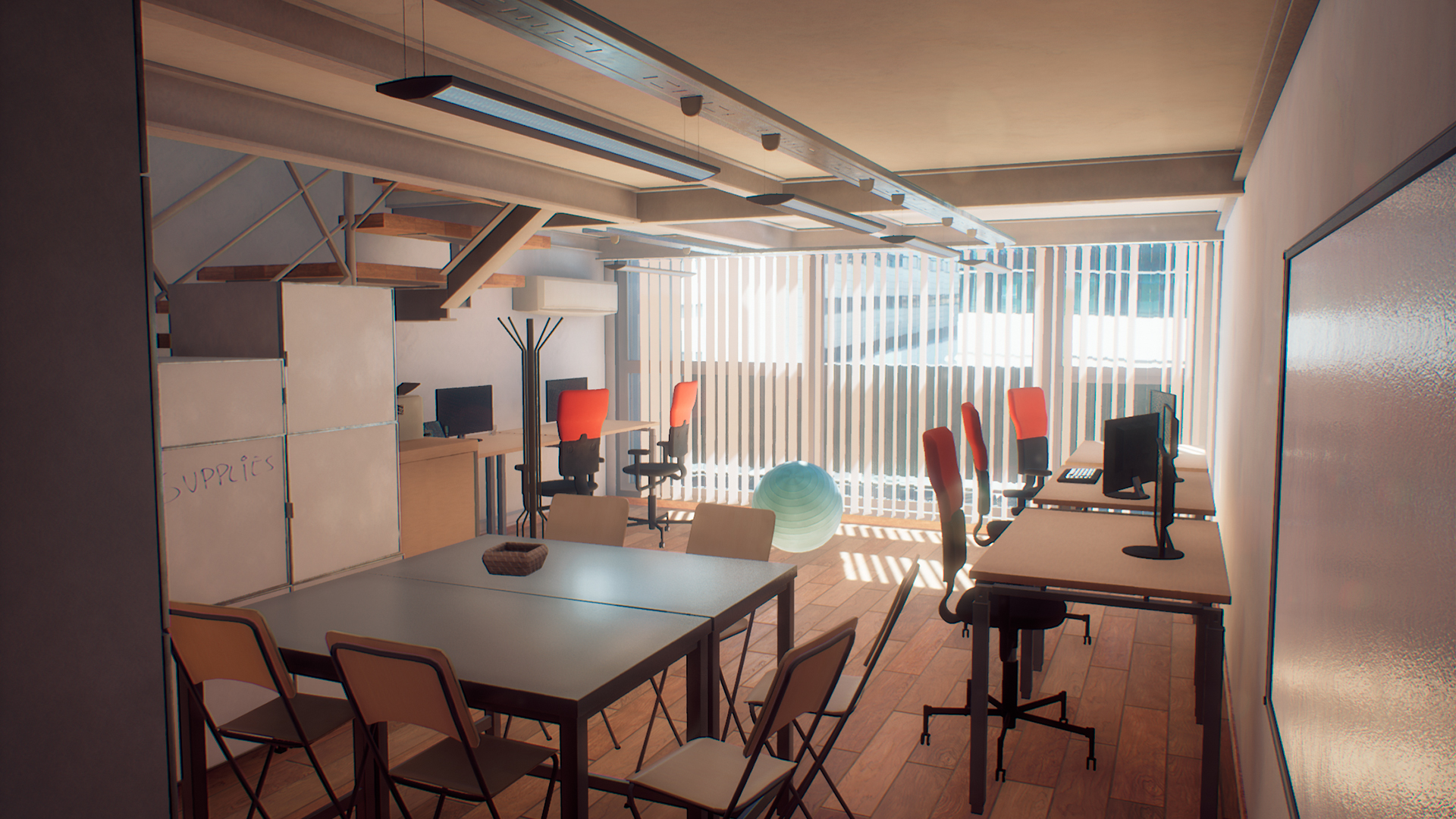 two-story loft open office