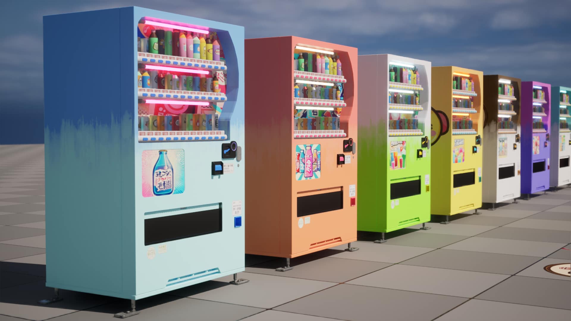 在二维资源创建的50 Cute Logo Decals Pack with Customizable Vending Machine 虚幻引擎商城