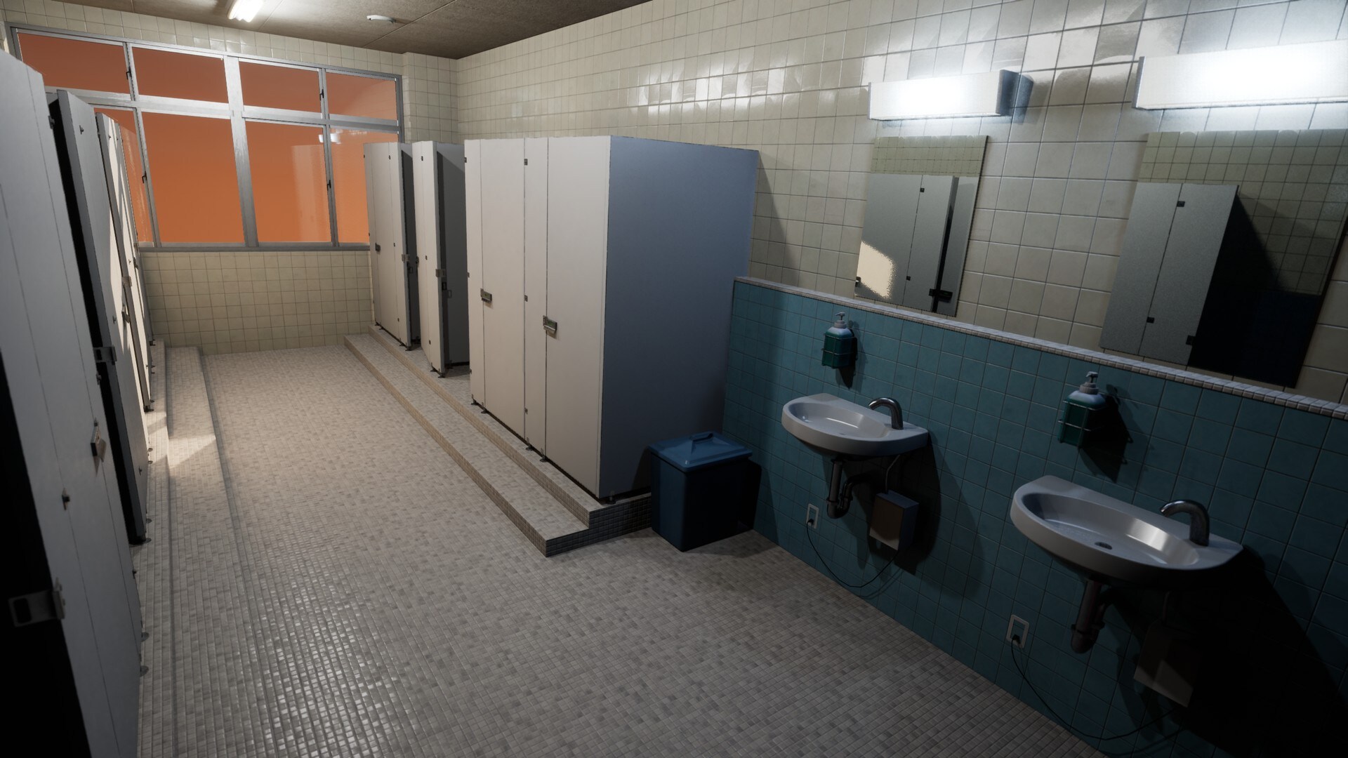 在环境创建的Japanese School Restroom For Visual Novels and Games 虚幻引擎商城