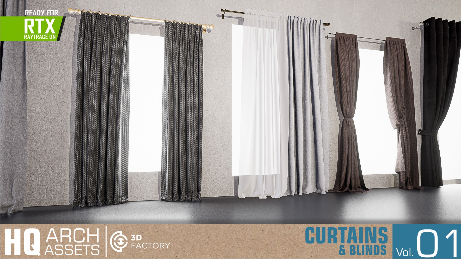 HQ Curtains & Blinds Vol. 1 in Architectural Visualization UE Marketplace